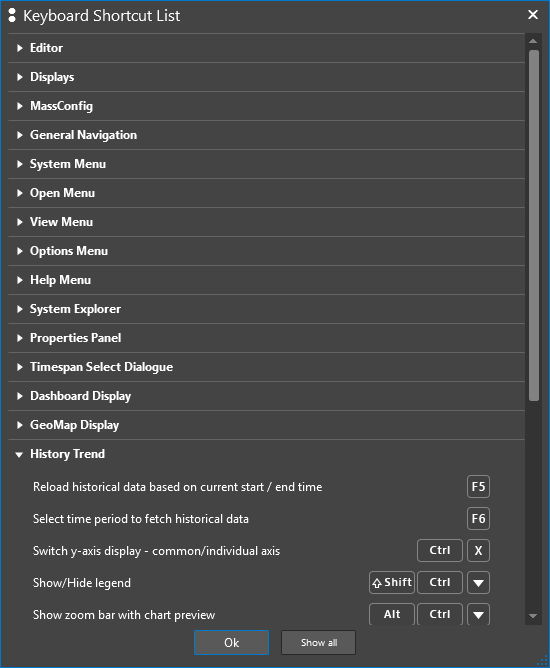 Keyboard Shortcuts List