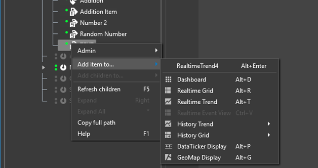 Example of a nested context menu