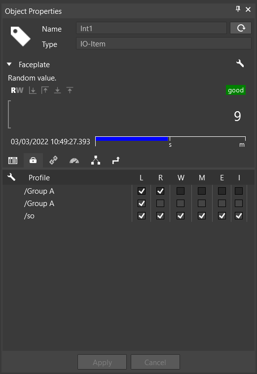 Security Tab - Profile references and permissions